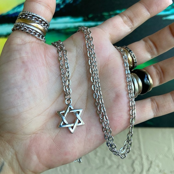 Star of David set wrap around necklace + earrings - Picture 5 of 8